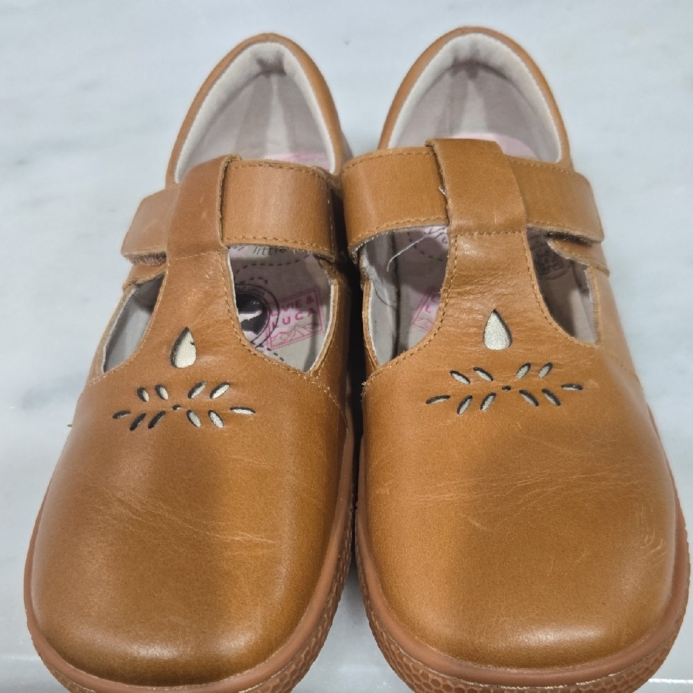 Livie & Luca Tan Leather T-Strap Shoes Girl Size 1